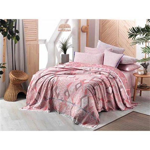 Комплект покривал Pedro червоного кольору з двоспального об'єму, унікальний з фарбованим волокном