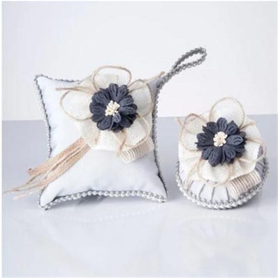 Dream Havlu  Sepet,Süslü Sabun + Şişe + Lavanta Hediyelik Kutulu 5 Parça Set Gri - fotoğraf 2