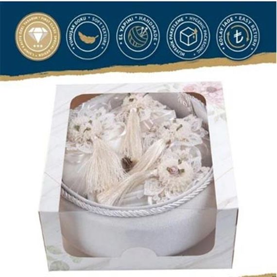 Набор из 5 предметов: корзина для полотенец, украшенное мыло, бутылка и упаковка с лавандой, кремовый цвет - фото 5