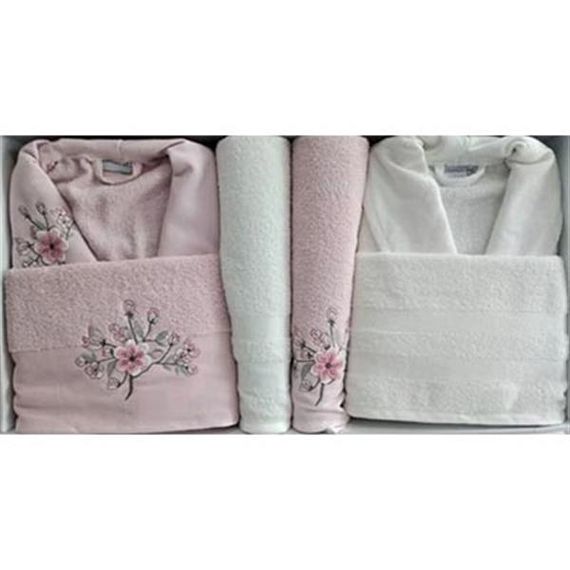 Комплект халатов Cotton Life для всей семьи 6 предметов розово-сливочного цвета