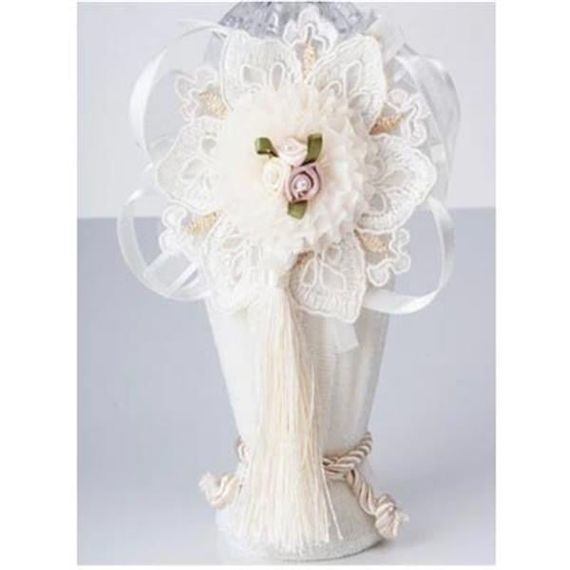 Набор из 5 предметов: корзина для полотенец, украшенное мыло, бутылка и упаковка с лавандой, кремовый цвет - фото 3