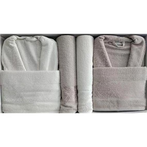 Cotton Life Aile Bornoz Seti Maribel 6 Parça Krem-Bej - fotoğraf 2
