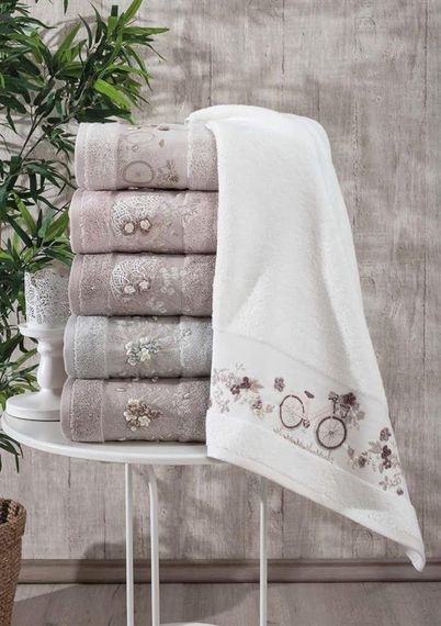 Пупілла 6 шт. махрових рушників 50*90 см з вишивкою для обличчя та рук Елінар