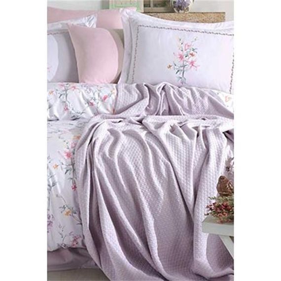 Двуспальный комплект постельного белья İyi Geceler İstanbul Jasmin Лила с покрывалом и наволочками