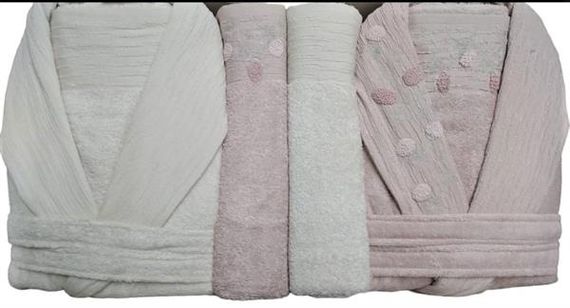 Pupilla Family Bathrobe Set بامبو لويزا - بيج وردي جاف