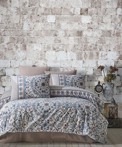 Комплект постільної білизни перкаль "Доброї ночі Стамбул" на двомісне ліжко в кольорі Ефсун синій