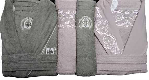 Комплект рушників Pupilla Valentina у кольорах рожевого та сірого