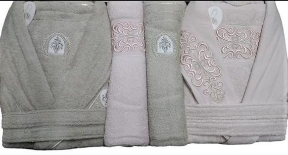 Комплект халатів Pupilla Aile Valentina Пудровий-Бежевий