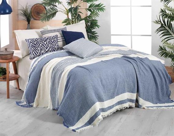 Sarev Exclusive Double Bed Cover Delphi Blue