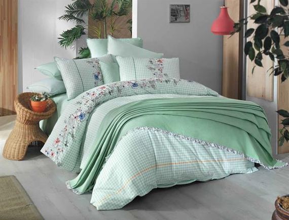 Комплект покривал Sarev Exclusive Eva Bella на двоспальне ліжко зелений