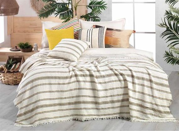 Ексклюзивна жовта двоспальна покривало для ліжка Sarev Hera