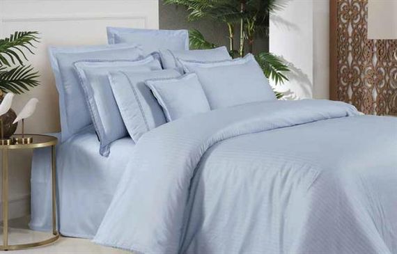 Sarev Exclusive Double Duvet Cover Set Jacquard Stripe Blue