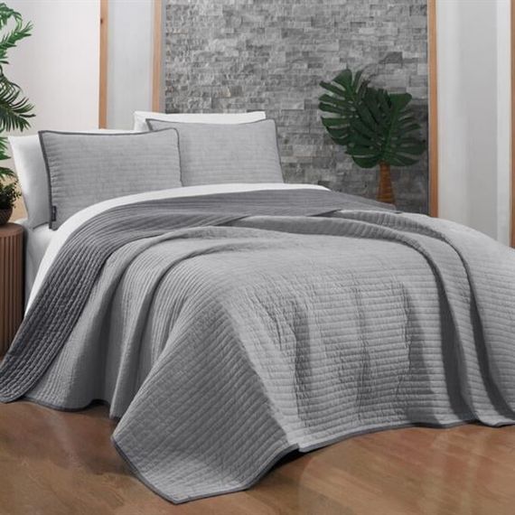 Ексклюзивна двоспальна ковдра Brian сірого кольору від Sarev - фото 1