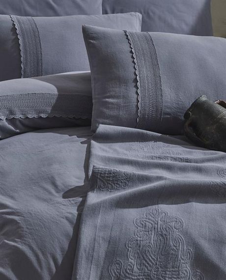 Good Night Istanbul Double Duvet Cover Pique Set Flokstone Anthracite
