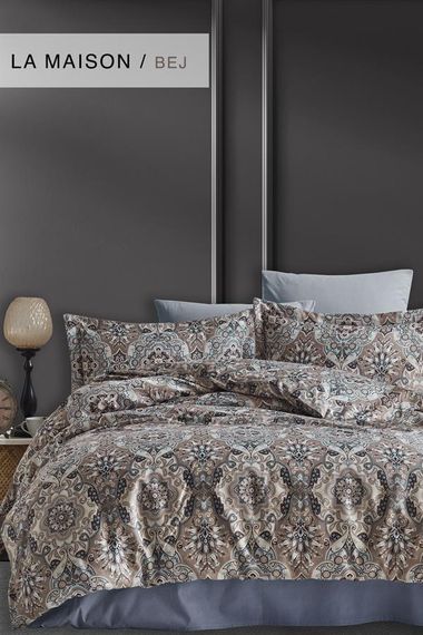 Good Night Istanbul Cotton Satin Double Duvet Cover Set La Masion Beige - photo 1