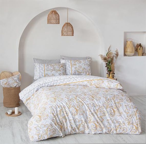Good Night Istanbul Percale Double Duvet Cover Set Mirade Gold