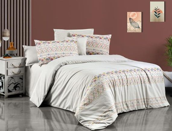 Набір постільної білизни Sarev Ranforce для одного в біло-кремовому кольорі Bazaar Nevla