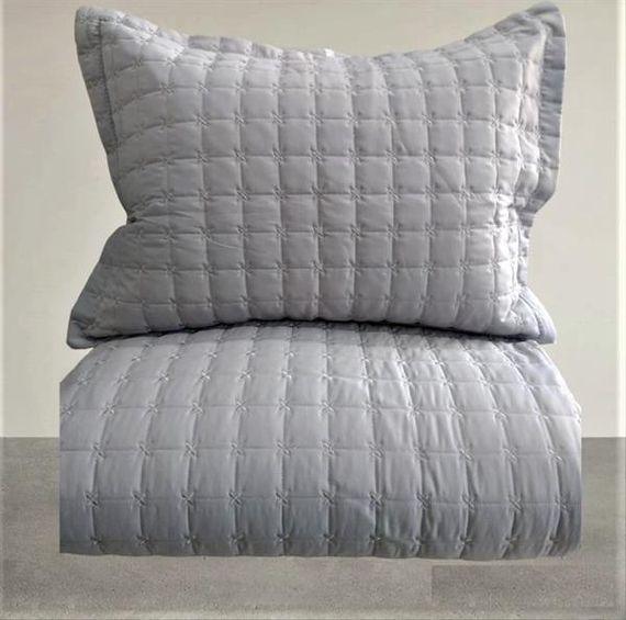 Сірий ковдра з вишивкою "Star" для подвійного ліжка