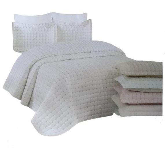 Star Embroidered Double Bedspread Cappuccino