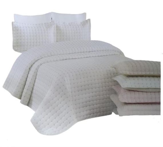 Кремово-капучиновий односпальний покривало з вишивкою зірки