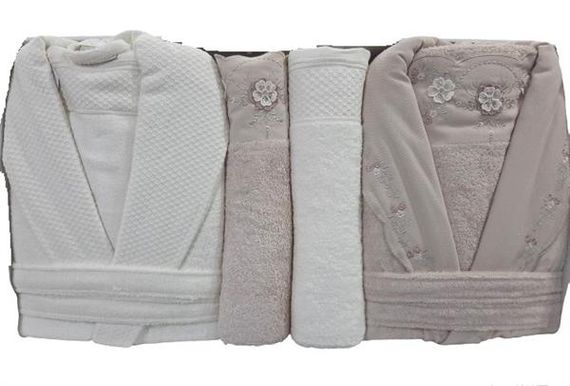 Комплект рушників Pupilla з 6 частин: чоловічий та жіночий тренч, 2 ванні рушники 90x150 см, 2 рушники для рук 50x90 см, бамбук та бавовна