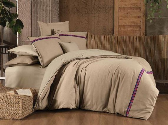 Sarev Fanel/Flannel Double Duvet Cover Set Enrike Beige