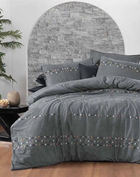 Sarev Percale Çift Kişilik Nevresim Takımı Tanya Gri