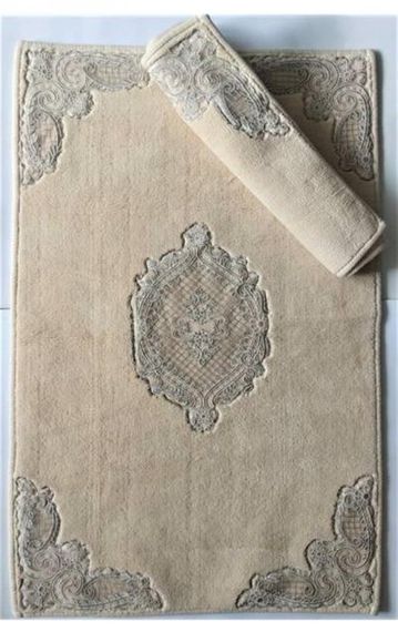 Maco Cotton Laced Toilet Set with Applique Pera Cappuccino