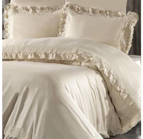 Nazik Home Cotton Satin Double Duvet Cover Set Helen Beige - photo 1