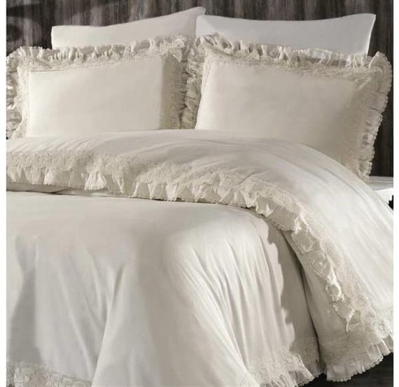 Nazik Home Cotton Satin Double Duvet Cover Set Helen Cream