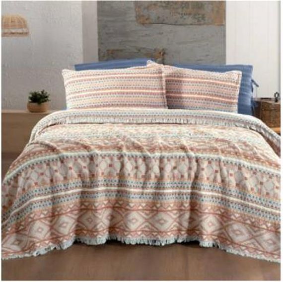 Постельное покрывало Sarev Exclusive Aramis Табак 260x250 см, 2 наволочки 50x70 см, декоративная подушка 30x40 см, высокое качество и комфорт - фото 1