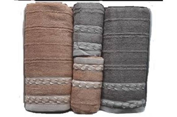 Şıkel Turkish Bath Set Combed Cotton Şaika Brown-Powder