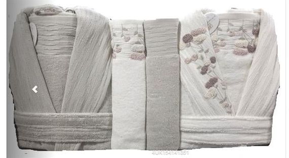 Pupilla 6 Parça Aile Bornoz Seti Penye Talia Ekru-Krem