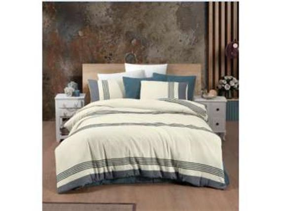 Şıkel Organic Pamuk Çift Kişilik Nevresim Takımı Monaco Petrol