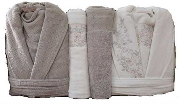 Комплект рушників для бані Pupilla Cristina з бамбука, колір екру - капучино