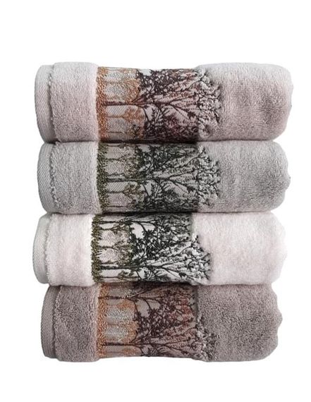 Pupilla 4'Lü Nakışlı Ağaçlı Nomi Havlu Takımı 50x90