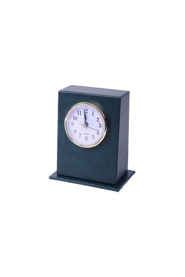 Leather Table Top Clock Green