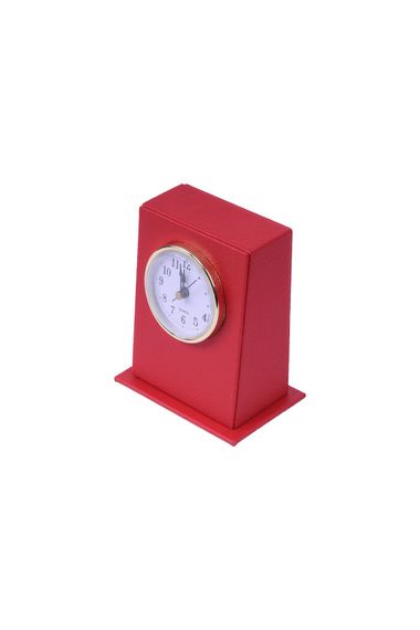 Leather Desktop Clock Red