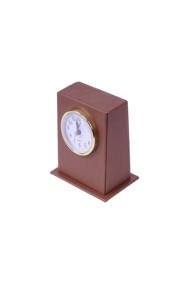 Leather Desktop Clock Tan