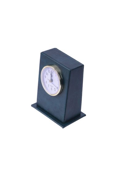 Leather Table Top Clock Green