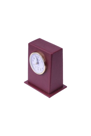 Leather Table Top Clock Claret Red