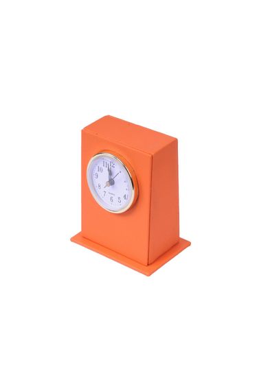 Leather Desktop Clock Orange