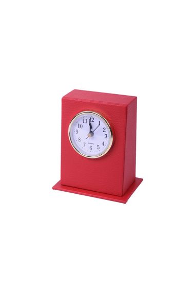 Leather Desktop Clock Red