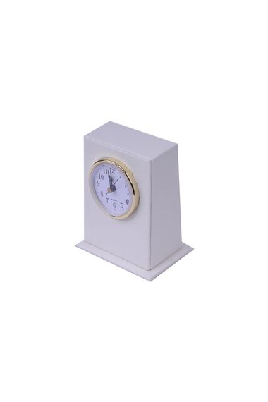 Leather Table Top Clock White