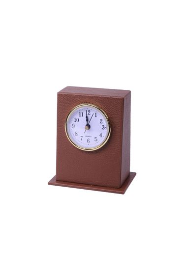 Leather Desktop Clock Tan