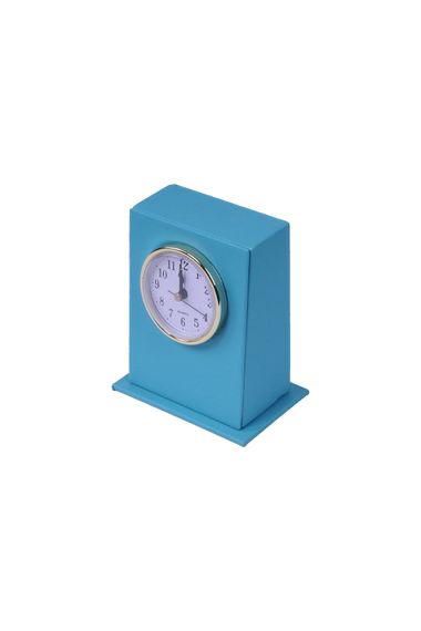 Leather Table Top Clock Turquoise