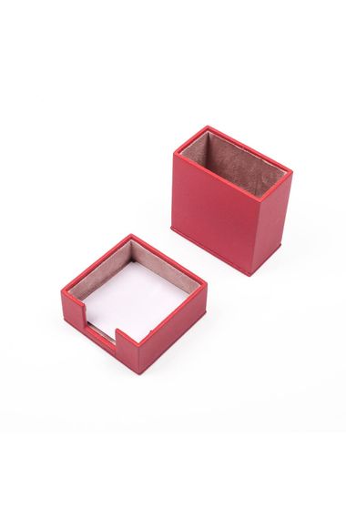 Leather 2 Piece Desktop Set Red Pen Holder and Notepad