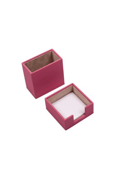 Leather 2 Piece Desktop Set Pink Pen Holder and Notepad