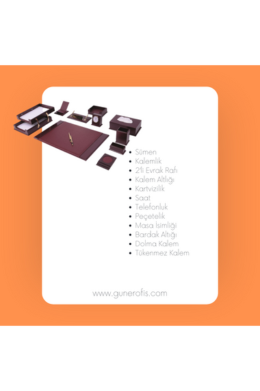 طقم سطح مكتب برستيج أحمر كلاريت 14 قطعة