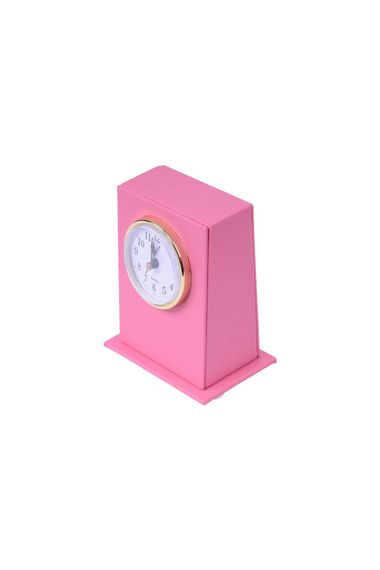 Deri Masa Üstü Saati Pembe